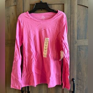 NWT St. John's Bay Vibrant Pink Long Sleeve Top